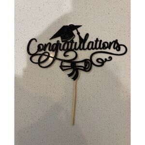 Black "Congratulations" Graduation Cake Topper